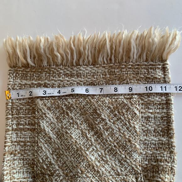 Boyne Valley Weavers Shawl OS Cream Beige Handcrafted Ireland Fringe Wrap - Picture 11 of 11